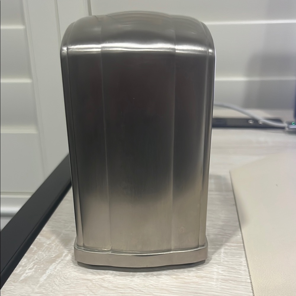 Pottery Barn Silver Brushed Nickel Desk Table Retro Art Deco Clock - Picture 5 of 9